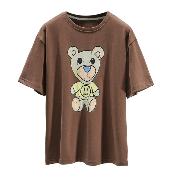 Naiste vabaaja pluus värvilise aplikatsiooni ja lühikeste varrukatega