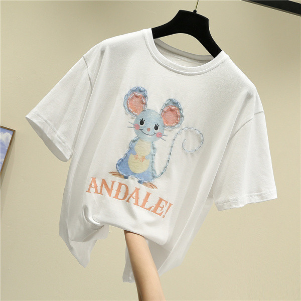 Alkalmi női póló rövid ujjal, színes rátéttel