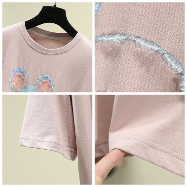 Alkalmi női póló rövid ujjal, színes rátéttel