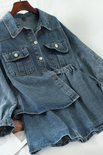 Női farmer szett kabáttal és szoknyával