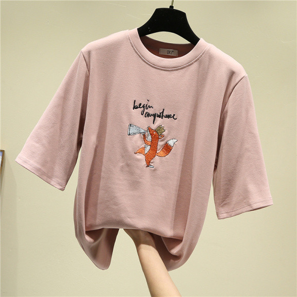 Alkalmi női póló rövid ujjal és hímzéssel