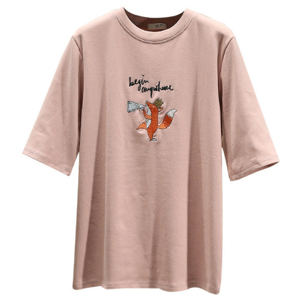 Alkalmi női póló rövid ujjal és hímzéssel