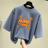 Modern női póló színes rátéttel és rövid ujjal