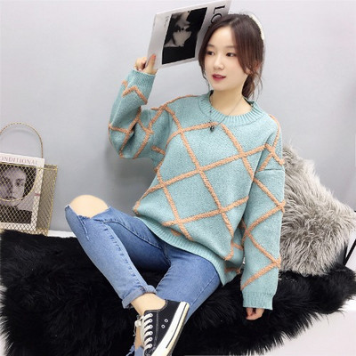 Női alkalmi pulóver ovális nyakkivágással