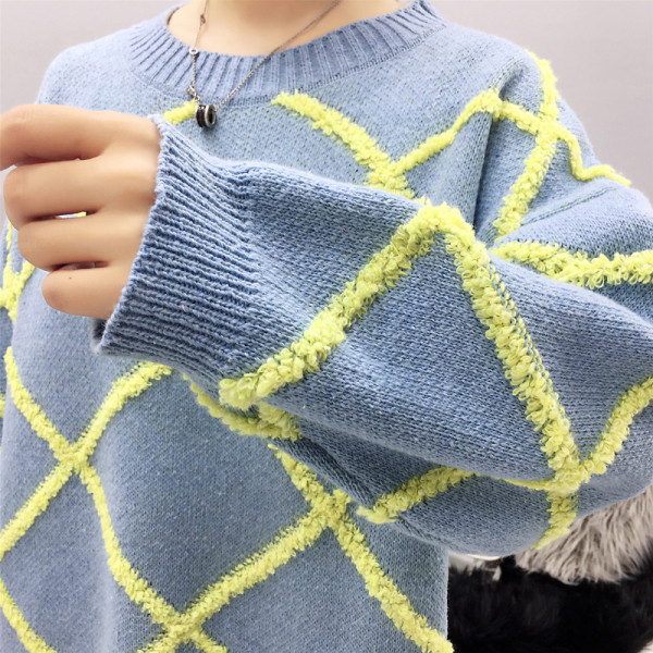 Női alkalmi pulóver ovális nyakkivágással