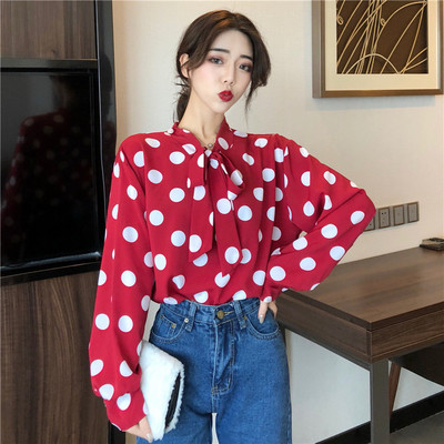 Modern női ing gallérral, szalaggal