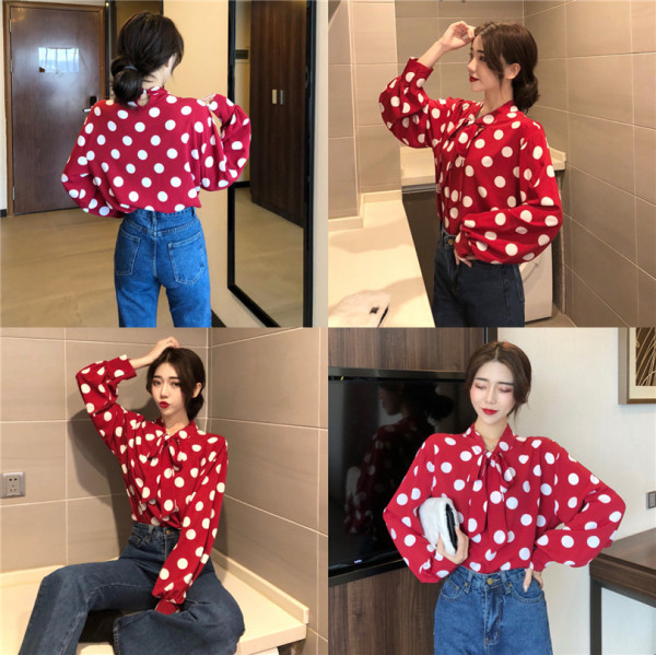 Modern női ing gallérral, szalaggal