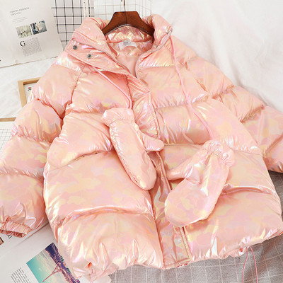 Női alkalmi téli kabát széles modell kesztyűvel