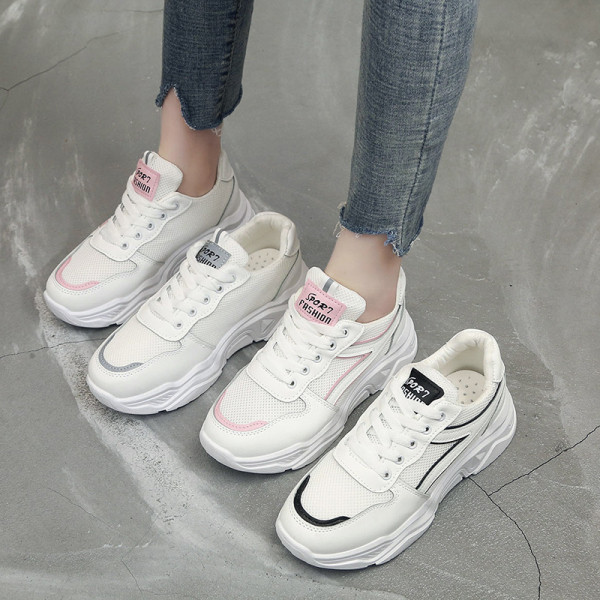 Alkalmi női légáteresztő tornacipő fűzővel és lapos talppal