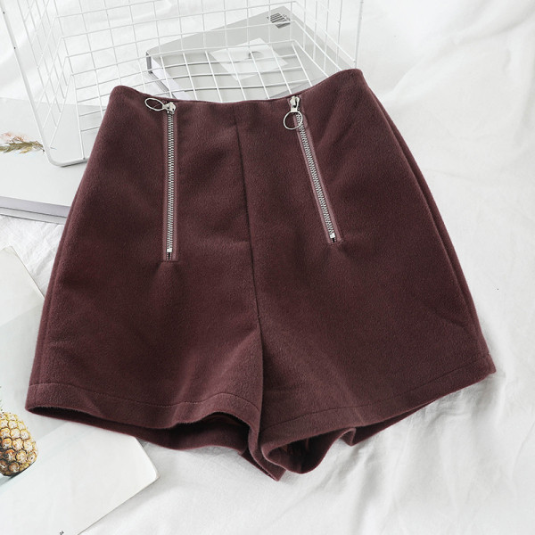 Stiilsed kõrge vöökoha ja lukuga kitsad naiste lühikesed püksid