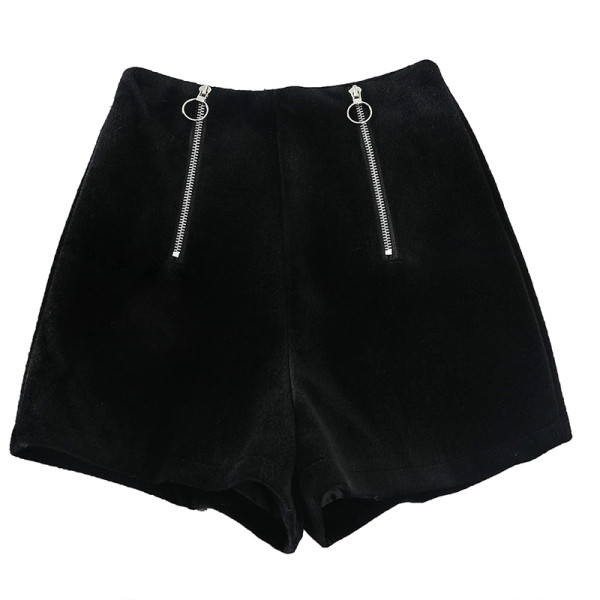 Stiilsed kõrge vöökoha ja lukuga kitsad naiste lühikesed püksid