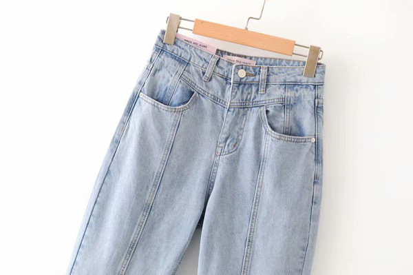 Női alkalmi kék farmer, magas derékkal