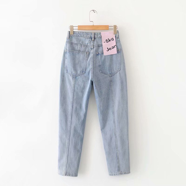 Női alkalmi kék farmer, magas derékkal