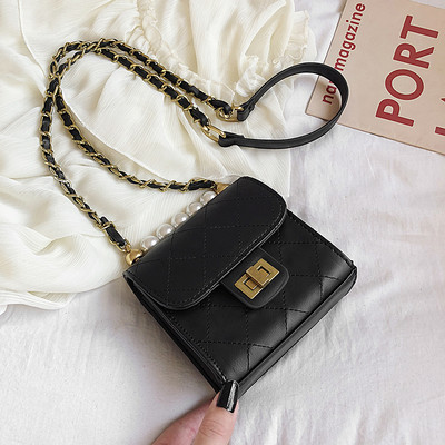 Moodne pika sanga ja pärlitega kaunistusega naistekott