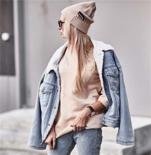 Naiste pehme plüüsvoodriga teksajakk