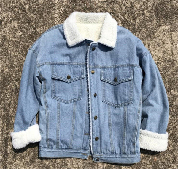 Naiste pehme plüüsvoodriga teksajakk