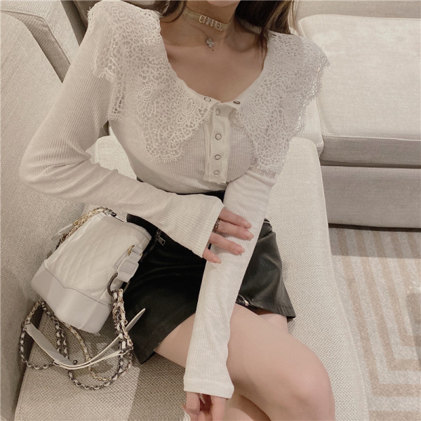 Liibuv naiste pluus pitskrae ja nööpidega