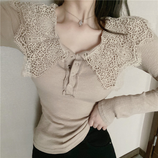 Liibuv naiste pluus pitskrae ja nööpidega