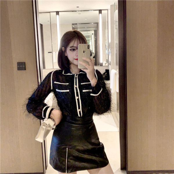 Stiilne naiste särk klassikalise krae ja tikandiga