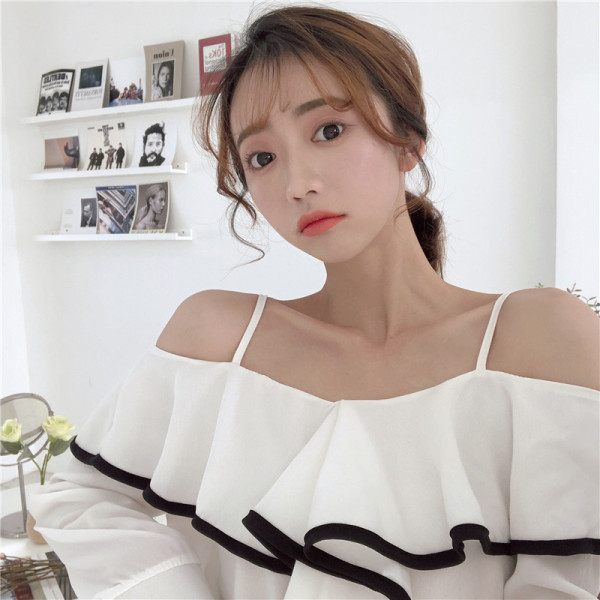 Kevadine naiste allakäinud varrukate ja rihmadega pluus