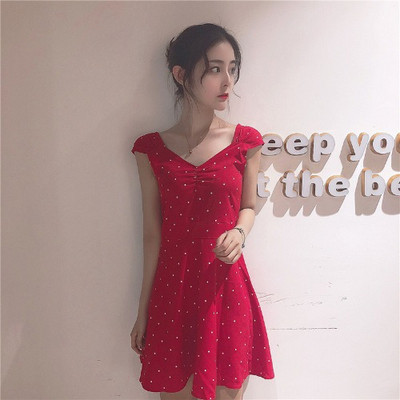 Vabaaja naiste kleit spitsikaelusega ja avatud seljaosaga