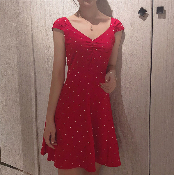 Vabaaja naiste kleit spitsikaelusega ja avatud seljaosaga