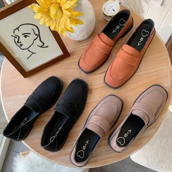 Γυναικεία casual eco suede μοκασίνια κλασικό μοτίβο με επίπεδη σόλα