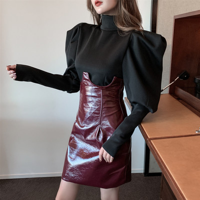 Új modell bőrszoknya, magas derékkal