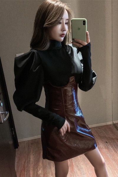 Új modell bőrszoknya, magas derékkal