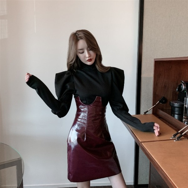 Új modell bőrszoknya, magas derékkal