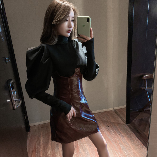 Új modell bőrszoknya, magas derékkal