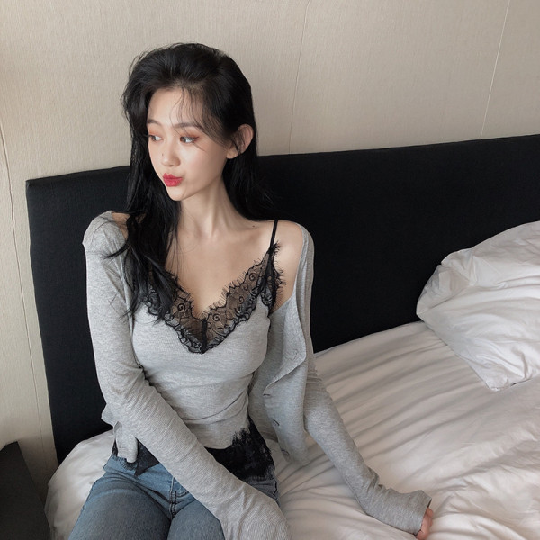 Modern női blúz két részből - cipzáras felső + mellény