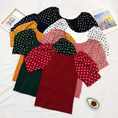 Καθημερινή γυναικεία μπλούζα με βολάν μανίκια πουά