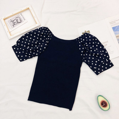 Καθημερινή γυναικεία μπλούζα με βολάν μανίκια πουά