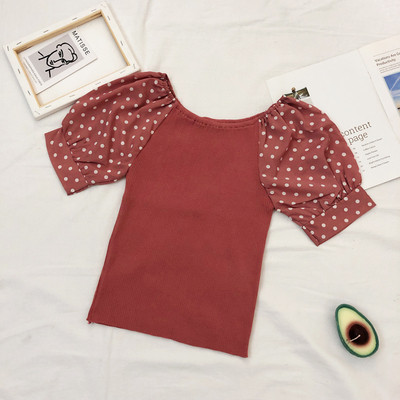 Καθημερινή γυναικεία μπλούζα με βολάν μανίκια πουά