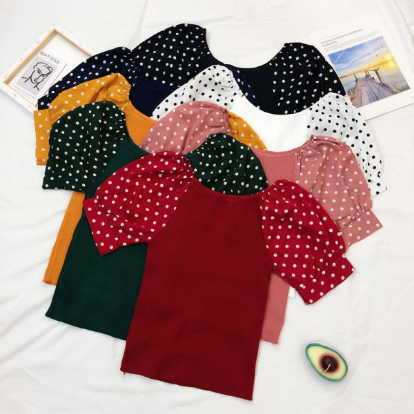 Καθημερινή γυναικεία μπλούζα με βολάν  μανίκια πουά