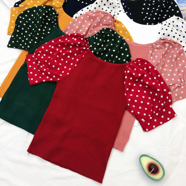 Καθημερινή γυναικεία μπλούζα με βολάν  μανίκια πουά