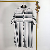 Uue mudeli lühike triibuline nööpidega kleit-särgi tüüp