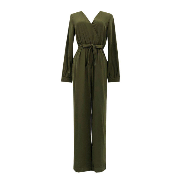 Moodne vabaaja kombinesoon pikkade varrukate ja V-kaelusega