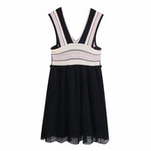 Lühike must plisseeritud kleit kootud ülaosaga