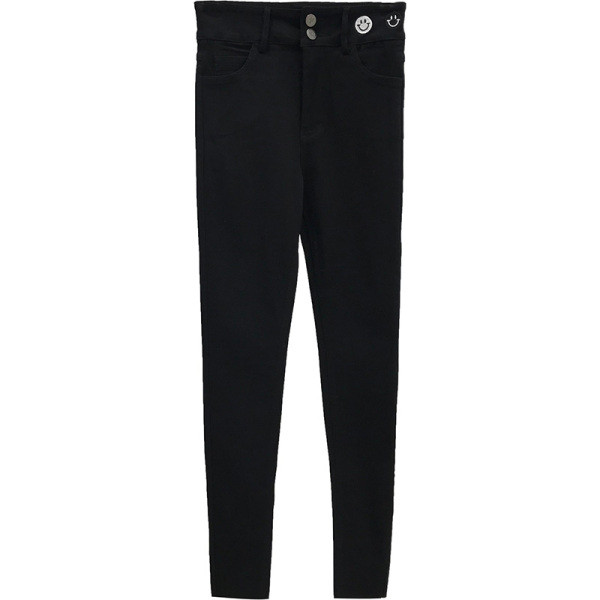 Naiste vabaaja teksad Õhuke kõrge vöökoha ja tikandiga mudel