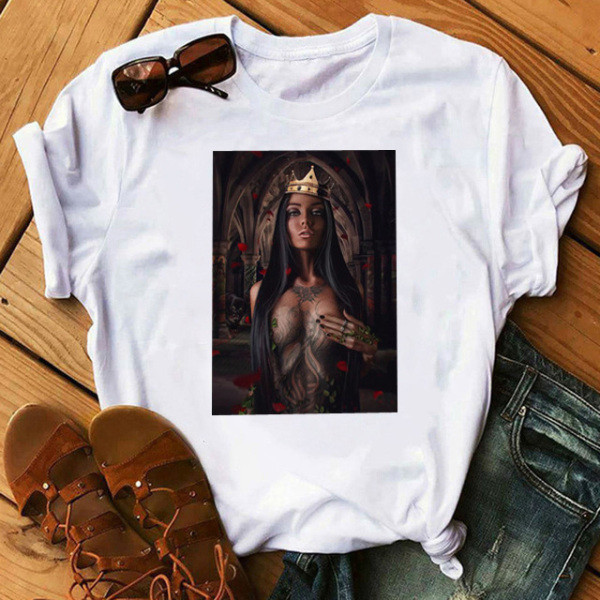 Νέο μοντέλο λευκό μπλουζάκι άνοιξης-καλοκαιριού με κοντό μανίκι και εφαρμογή