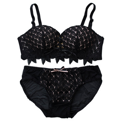 Stiilne naiste aluspesu komplekt kahest osast pitsi ja lipsudega
