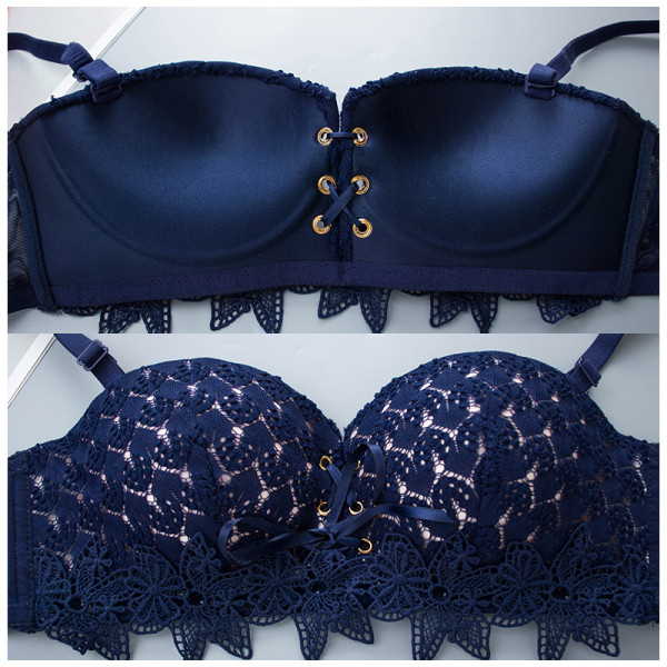 Stiilne naiste aluspesu komplekt kahest osast pitsi ja lipsudega