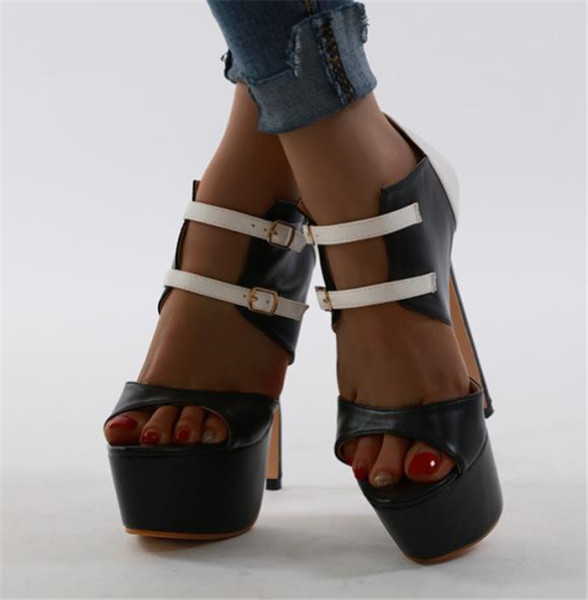 Нов модел дамски сандали на висок ток от еко кожа