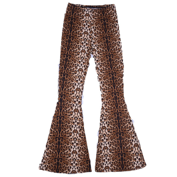 Модерен дамски дълъг панталон с висока талия и животински десен 