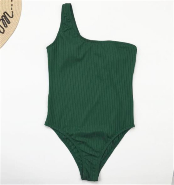 Стилно дамско боди с една презрамка в зелен цвят