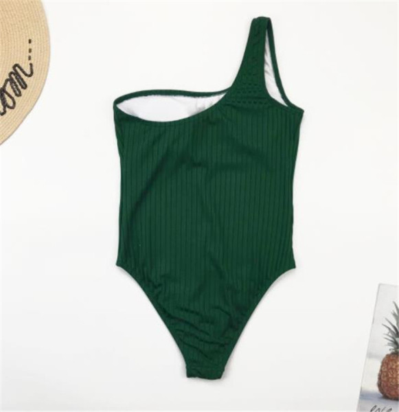 Стилно дамско боди с една презрамка в зелен цвят