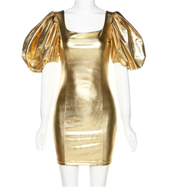 Нов модел дамска рокля от еко кожа с широки ръкави 