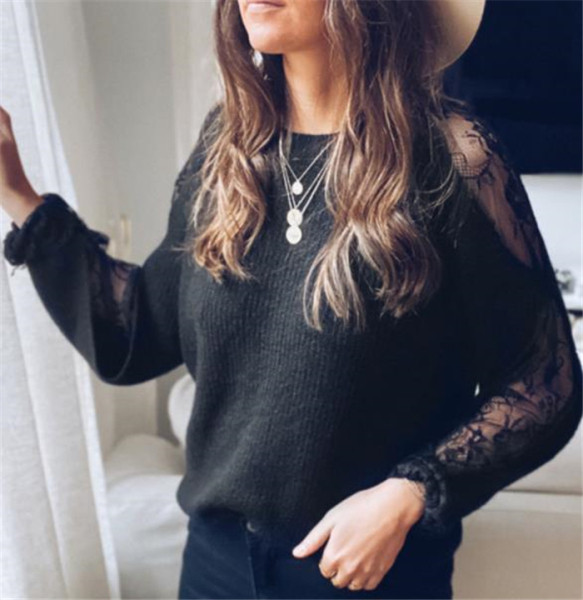 Bluză de damă modernă cu decolteu oval și mâneci din tul